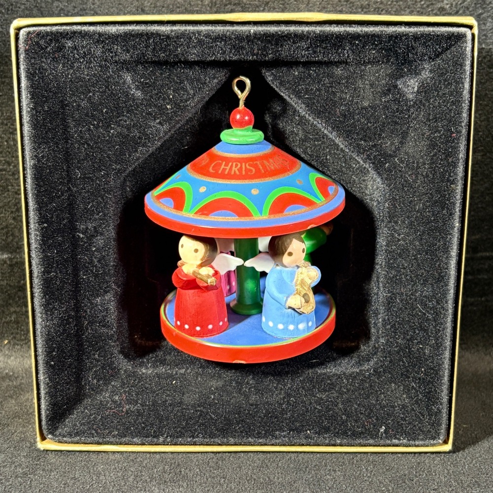 Hallmark 1979 Tree-Trimmer ANGEL BAND CAROUSEL Christmas Ornament Spins Box